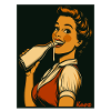 Retro lady with milk drink