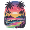 Plage Retro Tropicale Sunset Surfer