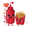 French Fries And Ketchup Love Funny Cartoon Food