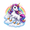 Regenbogen-Einhorn über Wolken