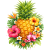 Tropical pineapple with flowers