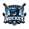 Hockey mascot with sticks