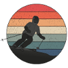 Skiing downhill in sunset