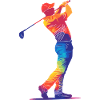 Bunter Golfer-Schwung