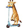 Cute Giraffe Scooter Scooter Friendship Cartoon