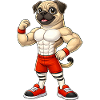 Strong Pug Bodybuilder Fitness Muscles Training