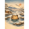 Onsen Capybara im Winterwald