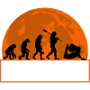 Yoga Evolution Silhouette Sunset Retro