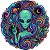Alien Peace Sign Psychedelic Alien