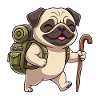Cute Hiking Pug Dog Trekking Art