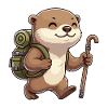 Niedliche Wander-Otter-Tier-Trekking-Kunst