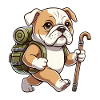 Cute Hiking Bulldog Dog Trekking Art