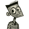 Drawing cartoon guy with big eyes