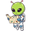 Alien Astronaut mit Karte
