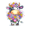 Kuh mit Blumenkranz