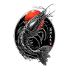 Crimson Ink Shrimp in Circle