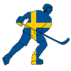 Eishockeyspieler mit schwedischer Flagge