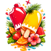 Tropisches Eis mit Früchten Illustration 
