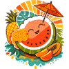 Happy tropical fruit illustration