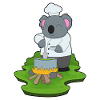 Cucina con la pentola da cucina del koala