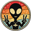 Alien Peace Retro Sticker