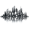 Black and White Skyline Reflection