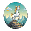 Einhorn auf Berggipfel
