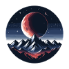 Moonlight over mountain range