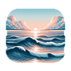 Sunset waves at the ocean