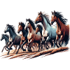 Galloping herd of stallions