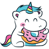 Kawaii Einhorn-Hippo mit Donut
