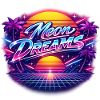 Moon Dreams Neon Retro Sunset