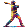 Farbenfroher Baseball-Hit