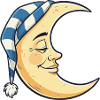Moon with Sleepy Cap Cartoon