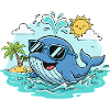 Beach whale with sunglasses