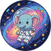 Space elephant in astronaut helmet