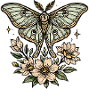Moth with flower bouquet