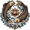 Koi and Lotus Circle Harmony Tattoo
