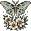 Turquoise butterfly with flowers
