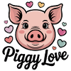 Cartoon piggy with hearts