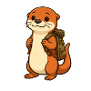 Wandering otter with backpack