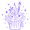 Cupcake aux myrtilles et bougie - Anniversaire