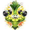 Strong Leek Bodybuilder Illustration