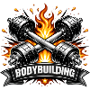 Crossed heavy dumbbells with lettering