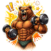 Strong Bodybuilder Bear Illustration