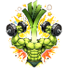 Strong Leek Bodybuilder Illustration