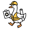Canard plancher en tenue de travail