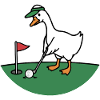 Golf duck in cartoon style