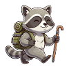 Cute Hiking Raccoon Trash Panda Trekking