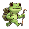 Cute Hiking Frog Amphibian Trekking Art